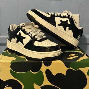 Bape Kids Black & White Star Sneakers